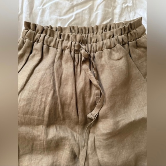 OZMA of California Petra pant linen grass drawstring paper bag waist size small - Picture 3 of 6